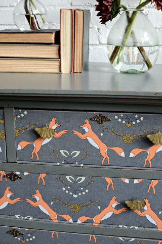Dresser painted deer vase flowers - painted free wallpaper