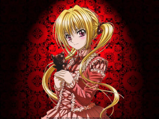 Red dress girl black cat - a black cat free wallpaper