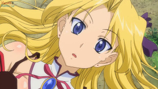 Blonde girl blue eyes bow 2 - her neck free wallpaper