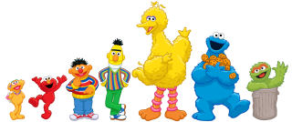 Sesame characters group black background 2 - net art free wallpaper
