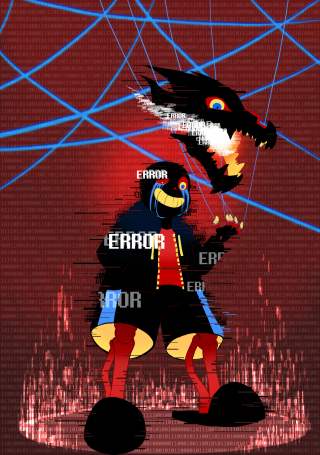 Man suit dragon red background - line free wallpaper