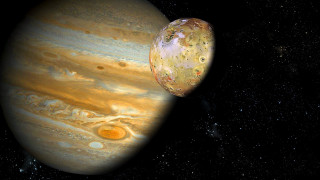Yellow planet water space art - a large amount of water free wallpaper