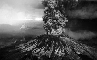 Volcano black white smoke eruption - smoke free wallpaper for desktop
