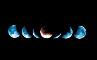 Moon phases dark sky red - edward ruscha free wallpaper
