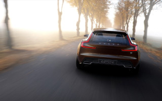 Car driving road trees fog - the air behind free wallpaper