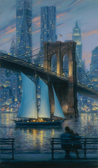 Couple bench sailboat water bridge - a sailboat free wallpaper