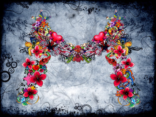 Floral design grungy background border - a wall free wallpaper