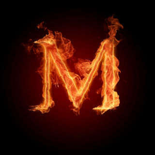Fire letter m black red - a picture free wallpaper