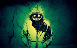 Creepy hoodie person drawing grin - their face free wallpaper
