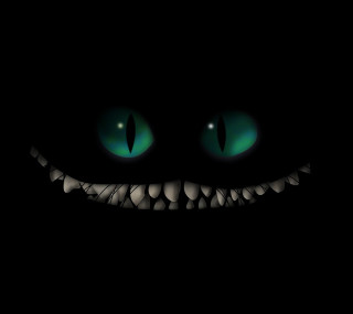 Black background green eyes smile - pop surrealism free wallpaper