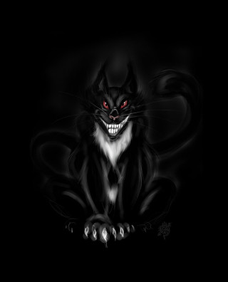 Black cat red eyes fangs - its face free wallpaper