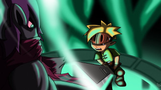 Cartoon demon greenlights blackcat battle - 2 d game art free wallpaper