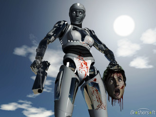 Futuristic woman suit gun bloody - a bloody face free wallpaper