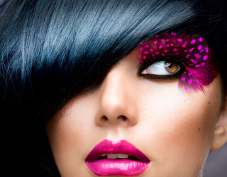Woman black hair pink makeup - vivid free wallpaper