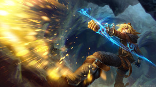 Man sword glowing light cave - a cave free wallpaper