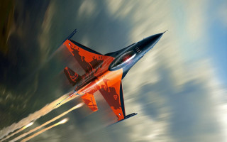 Red black jet cloudy sky 2 - digital painting free wallpaper