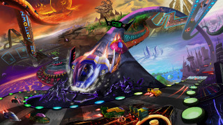 Futuristic city car train modern - game art free wallpaper