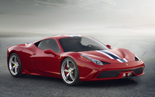 Red sports car white stripe 2 - the front of it free wallpaper