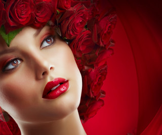 Red roses fashion portrait closeup - red rose free wallpaper