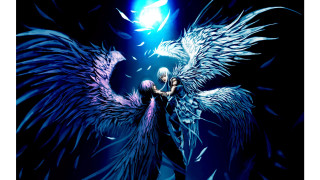 Couple with wings dark background - a couple of people free wallpaper for desktop