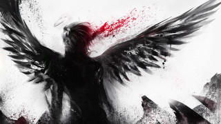 Woman wings blood body painting - a painting of a woman free wallpaper