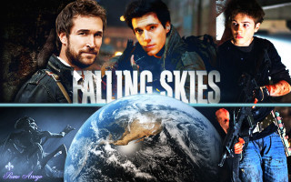 Falling skies collage man gun - free seasons wallpaper