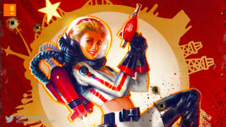 Woman holding soda gun red - a painting of a woman holding free wallpaper