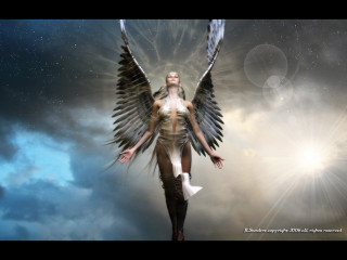 Woman wings sky star background - dark free wallpaper