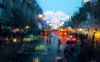 City street rain window traffic 2 - building free wallpaper