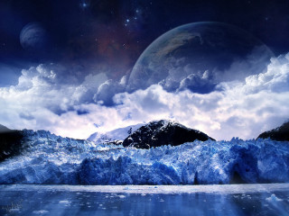 Iceberg ocean mountain range moon 2 - the ocean next free wallpaper