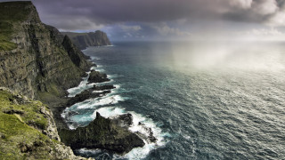 Cliff water dark sky clouds - a dark sky above free wallpaper