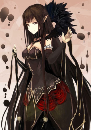 Woman black dress bird shoulder 3 - a black bird free wallpaper