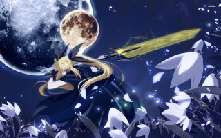 Girl sword full moon stars 2 - full free wallpaper