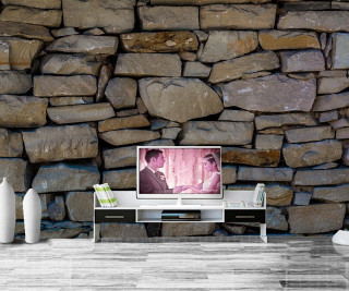 Television white table stone wall - a stone wall free wallpaper