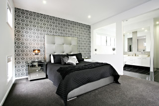 Bedroom with bed interior design 14 - area free wallpaper
