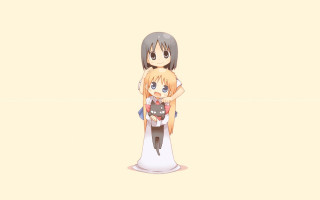Anime couple hugging yellow background 3 - aguri uchida free wallpaper