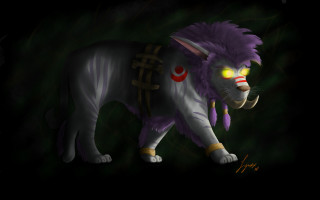 Cartoon cat yellow eyes purple - tail free wallpaper