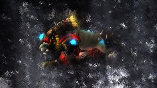 Robot glowing eyes red yellow - a blue light free wallpaper