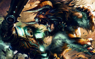 Demon attacking demon sword demon 6 - a painting of a demon free wallpaper
