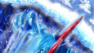 Blue white painting person sword - a sword free wallpaper for desktop