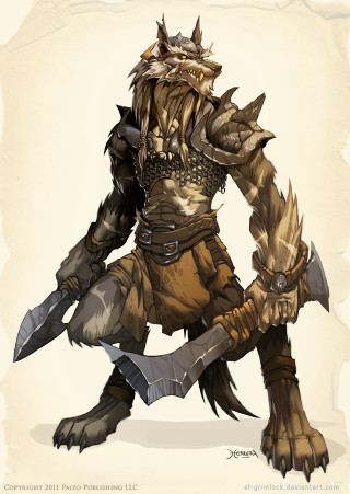 Furry creature sword armor back - back leg free wallpaper