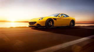 Yellow sports car sunset road 2 - sunset free wallpaper