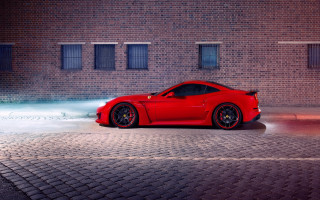 Red sports car brick building 5 - fog free wallpaper