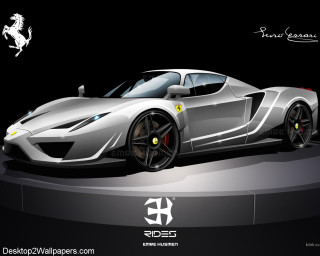 Silver sports car ferrari logo - matte drawing free wallpaper