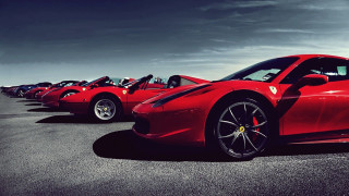 Red sports cars parking lot 2 - a parking lot free wallpaper