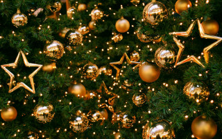 Christmas tree gold ornaments stars - gold free wallpaper