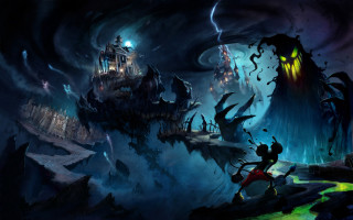 Castle monsters giant cave dark - a painting of a castle free wallpaper