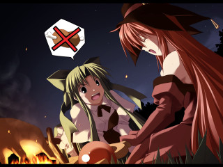 Anime characters fire cigarette sitting - their mouth free wallpaper