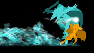 Cartoon cat fire smoke blue 2 - a cat in front free wallpaper