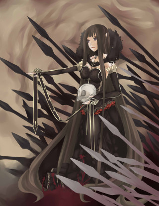 Woman black dress skull sword - a skull free wallpaper